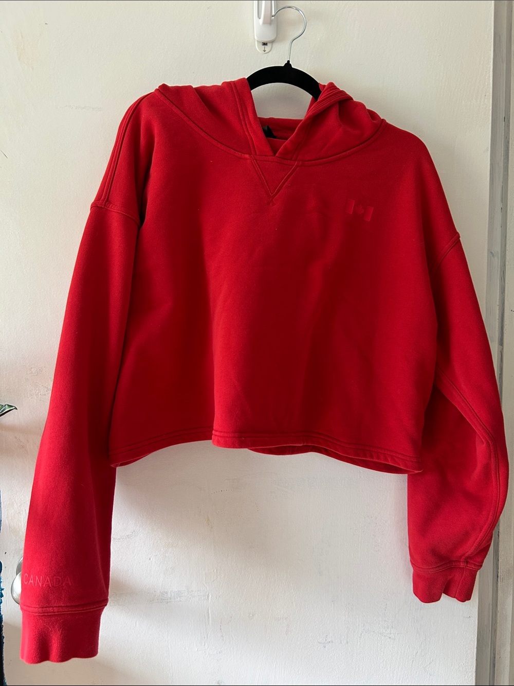 lululemon athletica Red Cropped Hoodie Sweater